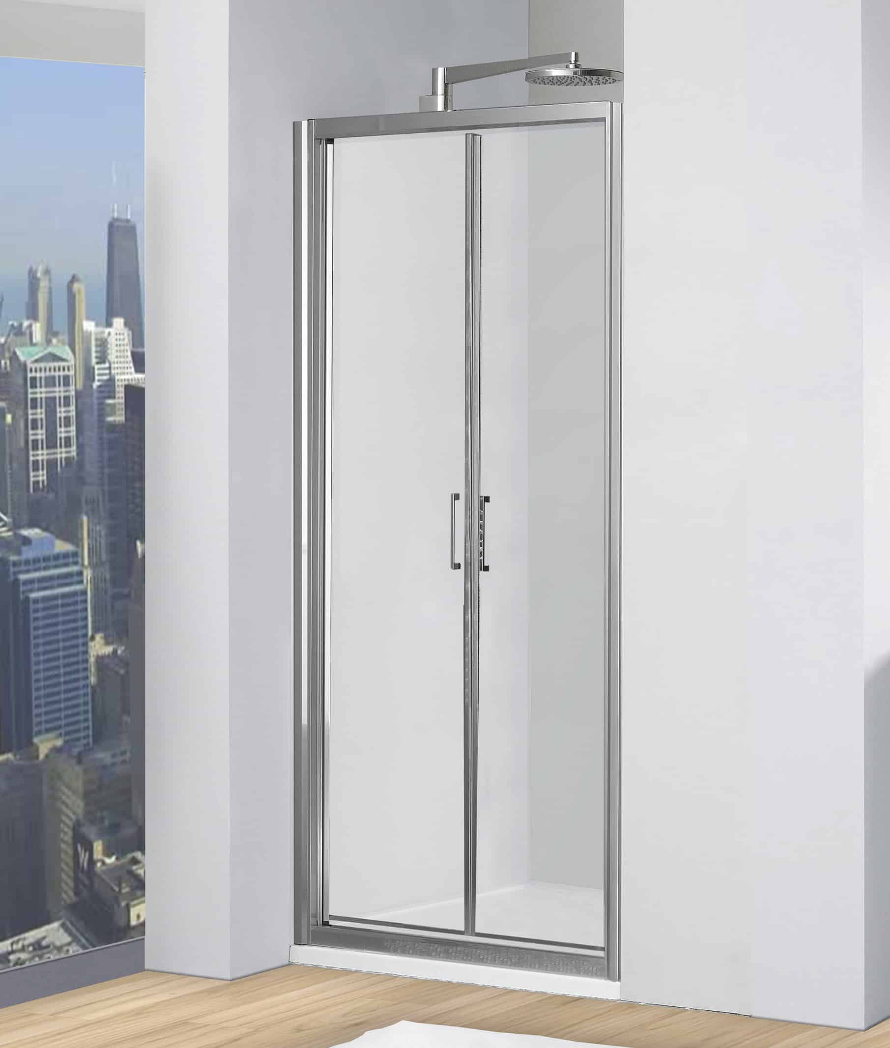 Doccia Virtus-porta con apertura saloon 70 cm - profilo argento lucido,  vetro trasparente - La Doccia Srl - Ricambi e Box Doccia